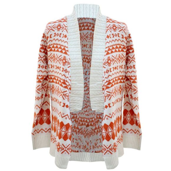 Aztec Print Long Cardigan Sweater - Picture 1 of 8